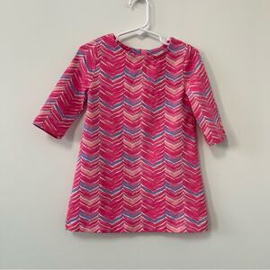 Vineyard vines toddler dress. Size 2t. Bright pink and blue herringbone pattern.